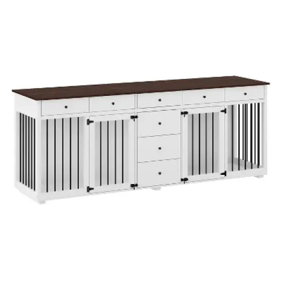 Famapy Large Dog Crate Furniture with Drawers Multifunctional Furniture Style Pet Crate White image {11}