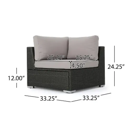 Christopher Knight Home Santa Rosa Outdoor Wicker 5 Seater V-Shaped Sectional Sofa Set with Cushions image {3}