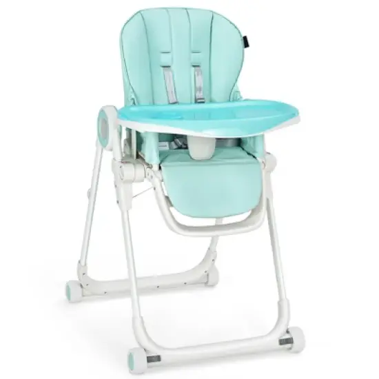 Infans Baby High Chair Foldable Feeding Chair w/ 4 Lockable Wheels image {9}