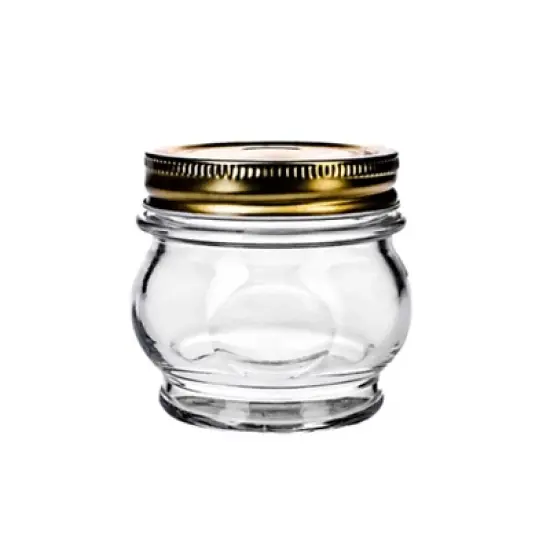 Amici Orto Preserving Canning Jars, Airtight, Italian Made Food Storage Jar, Clear with Metal Screw-On Golden Lids, 6-Piece image {1}