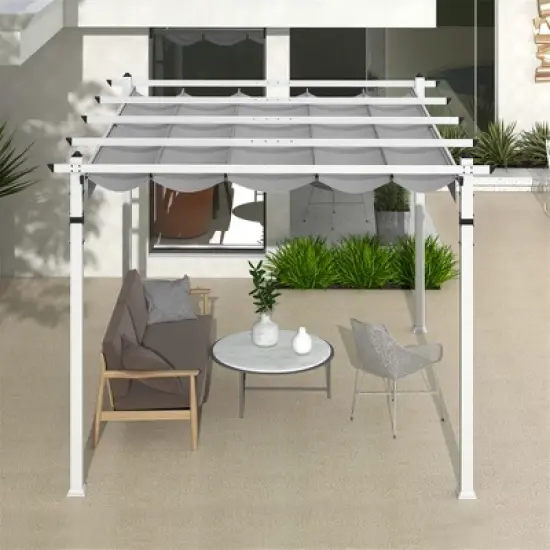 Tangkula 12' x 10' Outdoor Pergola w/ Retractable Canopy Aluminum Frame Anchors Patio image {2}