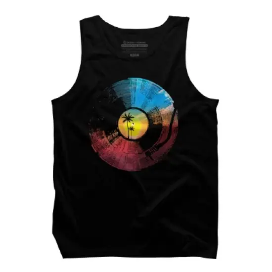 Men's Design By Humans Palm Tree Tropical Sounds Vinyl By clingcling Tank Top image {2}