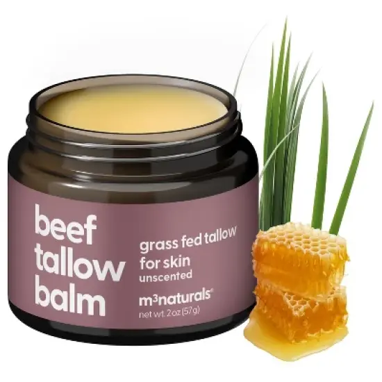 Grass Fed Beef Tallow Balm, Moisturizing Balm with Cold-Pressed Olive Oil & Beeswax for Skin, Body & Face, Scented or Unscented, M3, 2oz image {10}