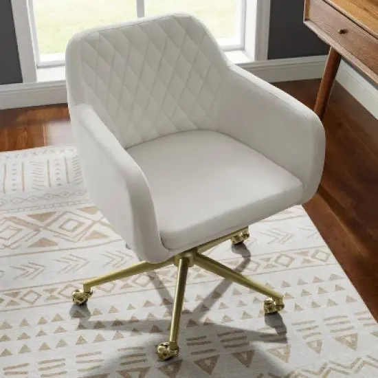 Imogen Quilted Office Chair Off White - Linon image {8}