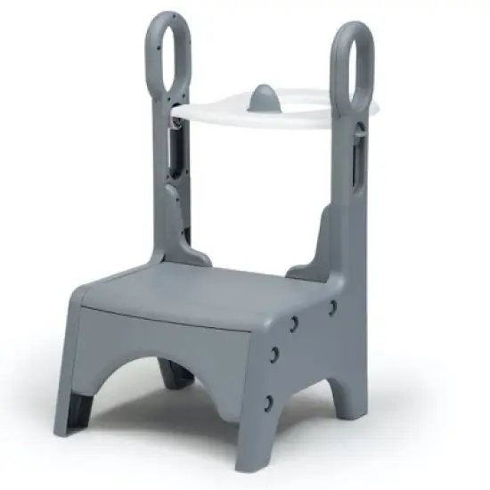 Delta Children Little Jon-EE Adjustable Potty Seat and Step Stool - White/Gray image {7}