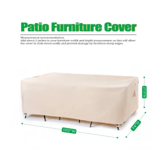 F&J Outdoors Premium Waterproof Outdoor Patio Rectangular Table Cover - Beige image {7}