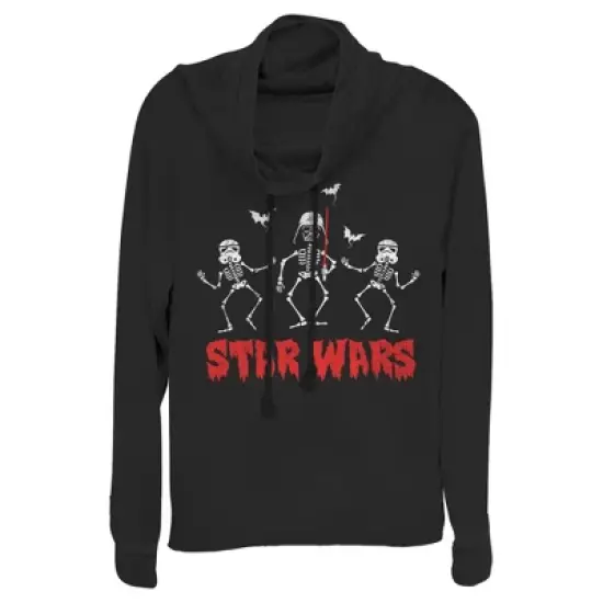 Junior's Star Wars Halloween Vader Skeletons Cowl Neck Sweatshirt image {3}
