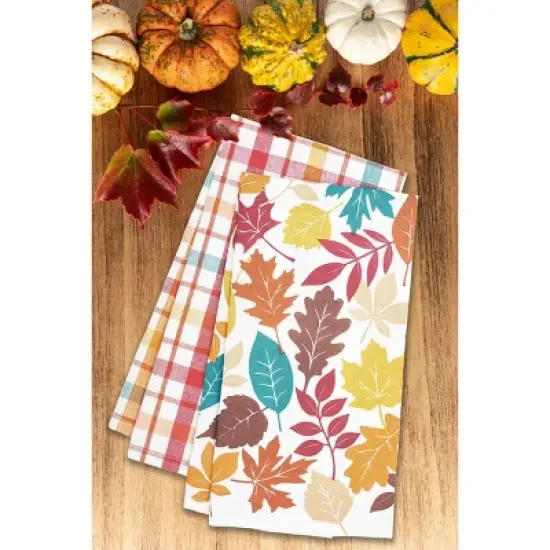 C&F Home Fall Leaves & Plaid Printed & Woven Kitchen Towel Set of 2 image {4}