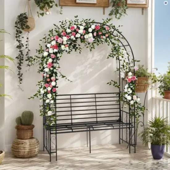 Karl Home 6.7' H Metal Outdoor Arbor With Bench image {4}