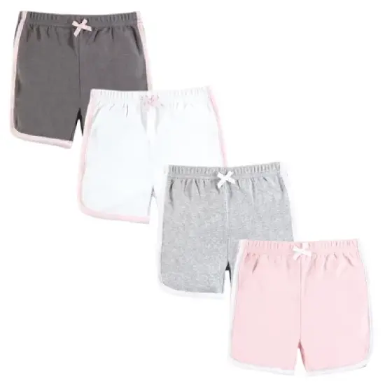 Hudson Baby Girl Shorts Bottoms 4-Pack, Pink White image {8}