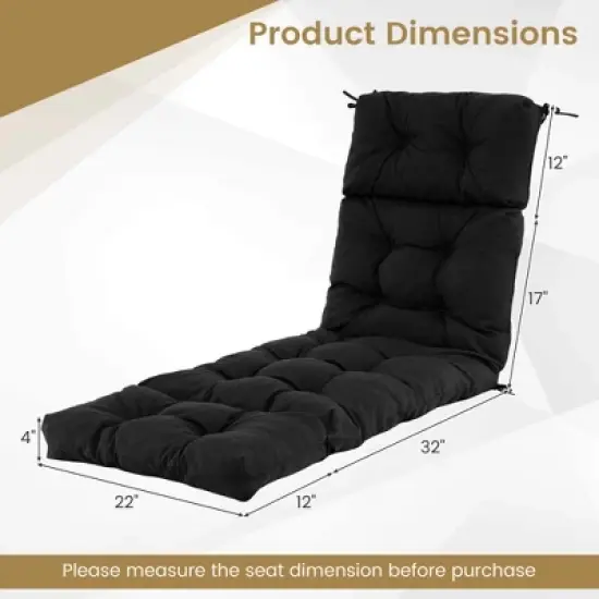 Costway 2 PCS 73" Lounge Chaise Cushion Padded Recliner Cushion Indoor Outdoor Black/Dark Orange/Gray/Orange/Brown/Beige image {2}