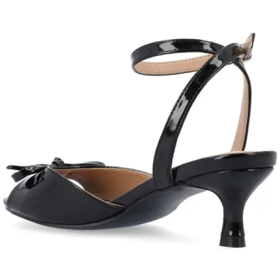 Journee Collection Womens Jennifer Kitten Heel Ankle Strap Open Toe Pumps image {6}