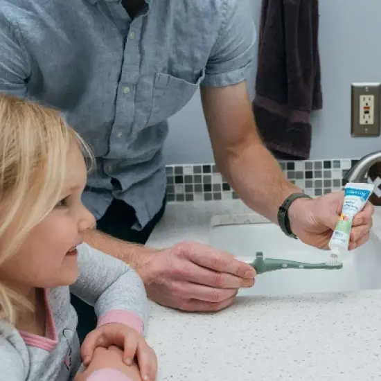 Dr. Brown's Toddler Toothbrush with Soft Bristles - Green & Orange Dinosaur - 2-Pack - 1-4 years - Soft image {3}