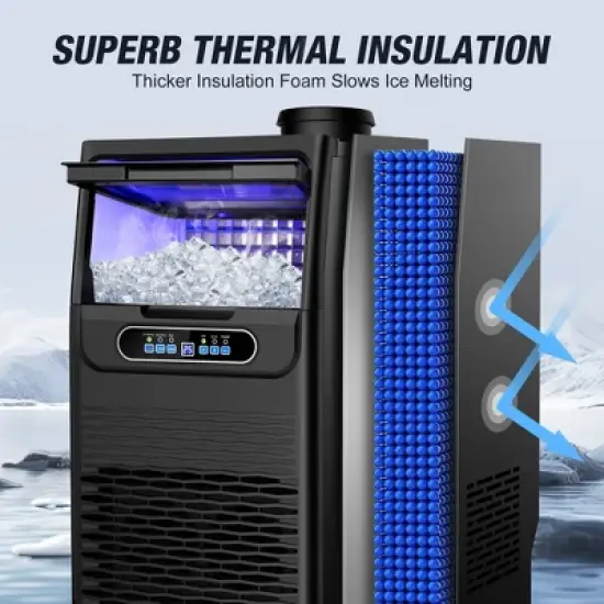 RAPSUAR 13.5in 80 lbs./24H Built-in/Freestanding Commercial Ice Maker With LCD Panel image {10}