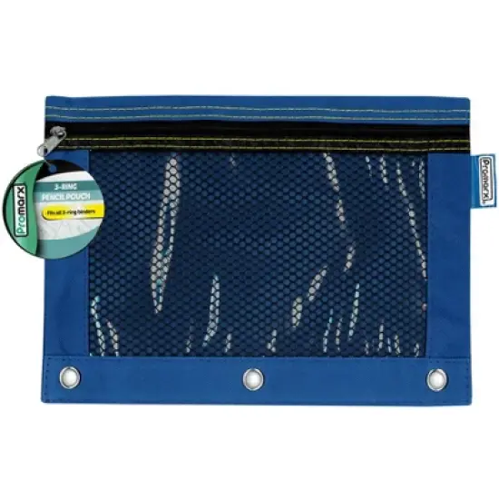 Promarx&reg; 3 Ring Pencil Pouch With Mesh Window, 10" x 7.5", Assorted Colors, Pack of 12 image {4}