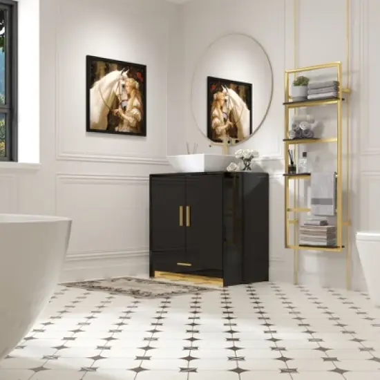 Famapy Freestanding Vanity Cabinet for Bathroom, High-Gloss Design, Storage image {3}