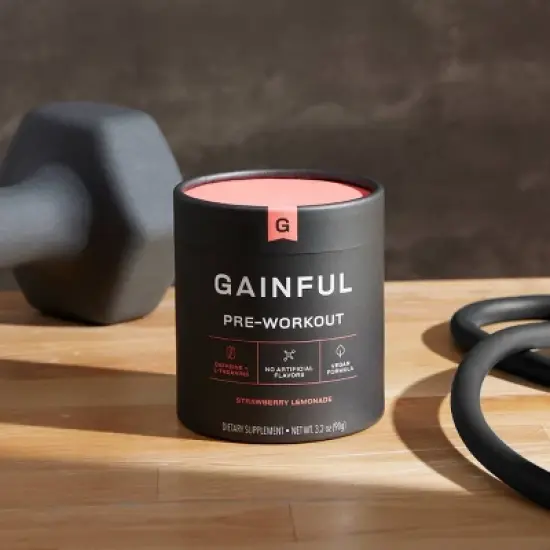 Gainful Pre-workout Caffeinated Supplement - Strawberry Lemonade - 3.2oz image {3}