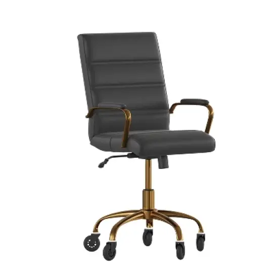 Flash Furniture Camilia Mid-Back Executive Swivel Office Chair with Arms, and Transparent Roller Wheels image {11}