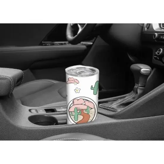 Elanze Designs Howdy Cowboy Cowgirl Cactus Wild West 20 ounce Stainless Steel Travel Tumbler with Lid For Your On The Go Beverages image {4}