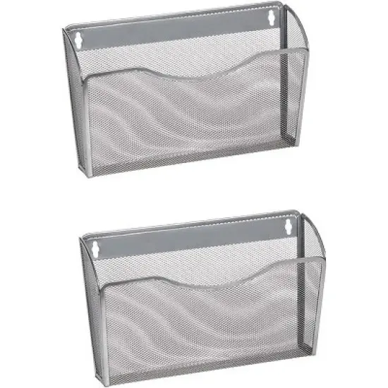 YBM Home 13" x 8.5" x 4" Steel Mesh Single Pocket Wall Mount File Organizer, Pack of 2 image {6}
