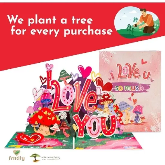 Paper Love 3D Frndly I Love You So Mush Pop Up Card - 8"x6" image {4}