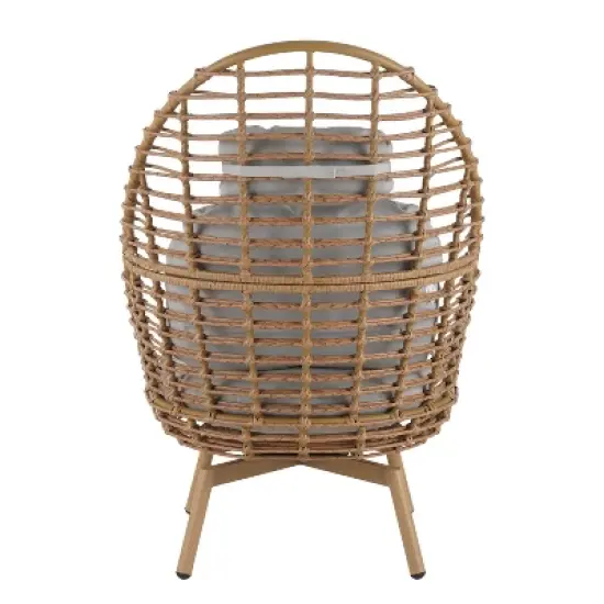 Christopher Knight Home Casey Outdoor Rattan and Metal High-back Lounge Swivel Chair with Cushion image {5}