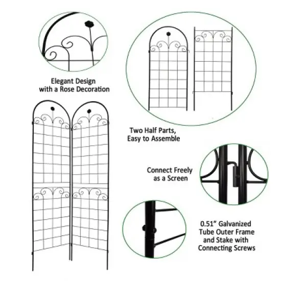 2 Pack Metal Garden Trellis, Rose Climbing Trellis 86'' X 40'' Rustproof Plant Support Rose Trellis Netting Trellis, Flower Trellis-Cuddlewood image {6}