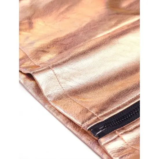 Allegra K Women's Metallic Shiny Holographic High Waist Zipper Mini Skirts image {5}