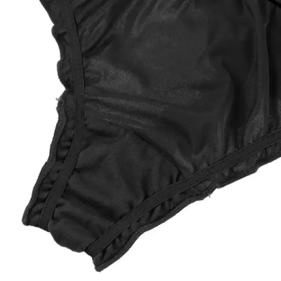 Agnes Orinda Women's Satin Soft Mid-Rise Ruffle Hipster Thong Lingerie Underwear image {2}