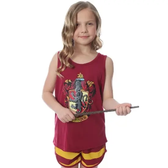 Harry Potter Big Girls' Hogwarts House Crest Racerback Tank and Shorts Pajama Lounge Set image {5}