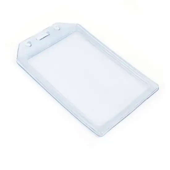 Unique Bargains Clear Blue PVC Vertical Name Tag ID Work Exhibition Badge Card Holder image {1}