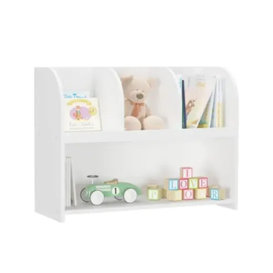 HOMLUX 4-Cube Kids Bookcase Toy Organizer Wooden Storage Bookshelf,White image {1}