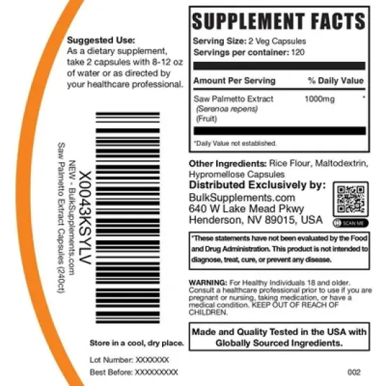 BulkSupplements Saw Palmetto Capsules image {5}