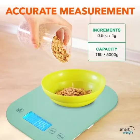 Smart Weigh Digital Food Scale -  11-pound capacity -  Mint Green image {3}