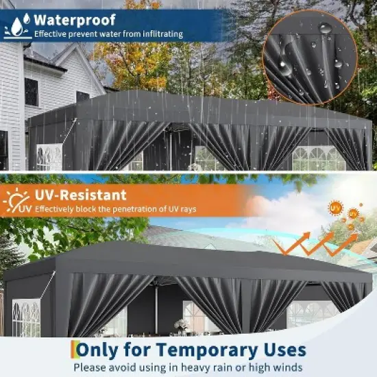 10x20 Heavy Duty Pop Up Canopy Tent with 6 Removable Sidewalls, Easy Up Commercial Canopy Tents for Parties, Large Outdoor Canopies image {5}