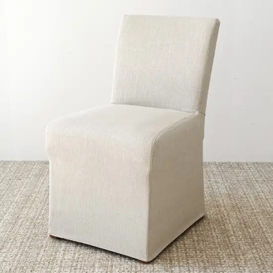 Removable Slipcover Dining Chairs,Armless Accent Chairs with Skirt,Upholstered Parsons Chairs for Living Room or Dining Room-Maison Boucle image {6}
