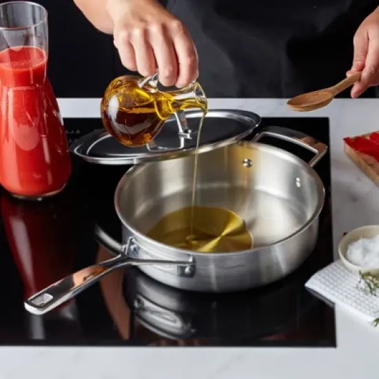 Demeyere Essential 5-ply 3-qt Stainless Steel Saute Pan with Lid image {2}