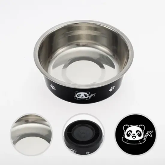 Unique Bargains Non-Skid Medium Dog Bowl Panda Pattern 1 Pc image {2}