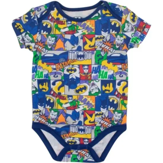 DC Comics Justice League Batman Joker Riddler Newborn Baby Boys 5 Pack Short Sleeve Bodysuits  image {4}