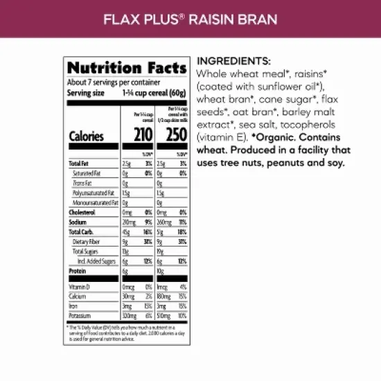 Nature's Path Organic Flax Plus Raisins Cereal 12pk/168oz image {5}