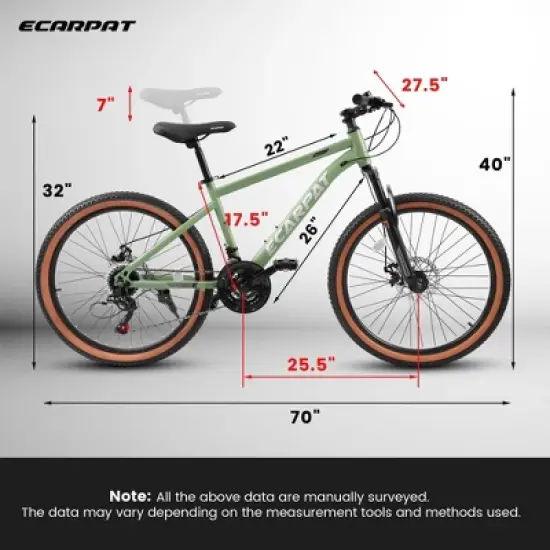 NicBex 27.5" Mountain Bike with Front Suspension for Adults,21-Speed Shifter Lever with Gear Indicator,High Carbon Steel Frame,Disc Brake image {1}