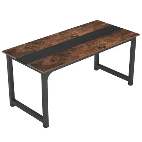 Resenkos Computer Desk, Gaming Desk,Computer Desk, Office Desk Computer Table Study Writing Desk,Vintage Brown & Black image {3}