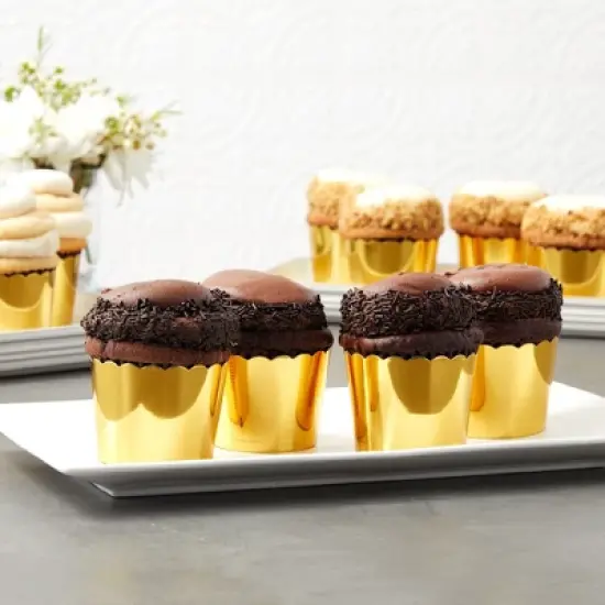 Sparkle and Bash 60 Pack Gold Baking Cups with Scalloped Edges for Cupcakes, Muffins, Wedding Table Decor, Birthday Treats, 1.96 x 1.8 In image {2}