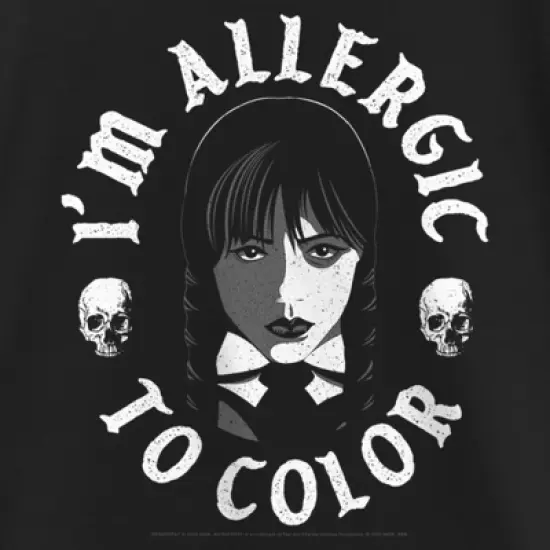 Girl's Wednesday I'm Allergic to Color Skulls T-Shirt image {1}