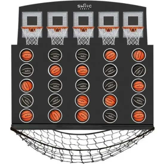 SWOOC Games - Low Post Lineup | Wall Mounted Giant Basketball 4 In A Row w/ 5+ Games | Basketball Hoop For Room Wall Games | Mini Game Room Games image {6}