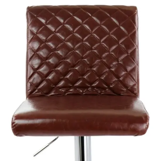 Elama 2 Piece Adjustable Tufted Faux Leather Bar Stool in Glossy Cherry with Chrome Base image {5}