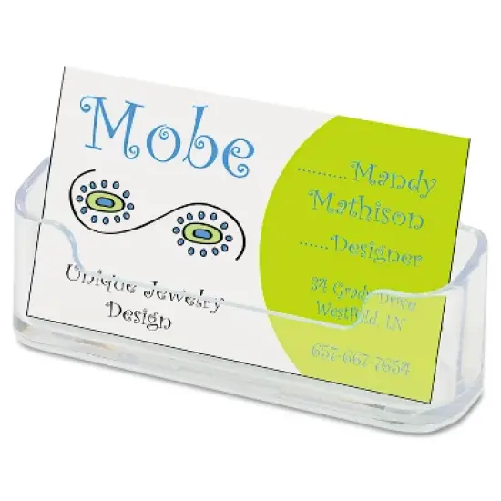 Deflecto Horizontal Business Card Holder Holds 50 2 X 3 1/2 Cards Clear 70101 image {6}