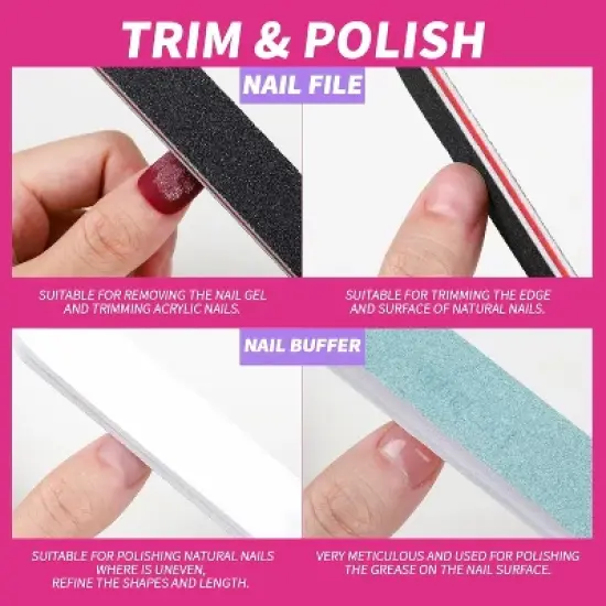 Nail Polish Remover Tools Kit &ndash; Nail Clips, Remover Bottle,Cotton Pads, Nail Brush, Cuticle Pusher, Nail File & Buffer Block image {4}