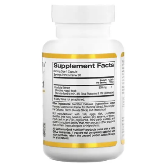 California Gold Nutrition Rhodiola Extract, 500 mg, 60 Veggie Capsules image {1}