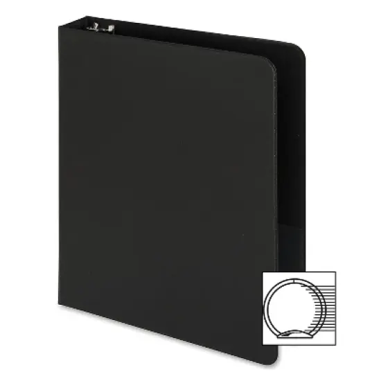 Business Source Round Ring Binder 1" Capacity 8-1/2"x5-1/2" Black 28523 image {5}